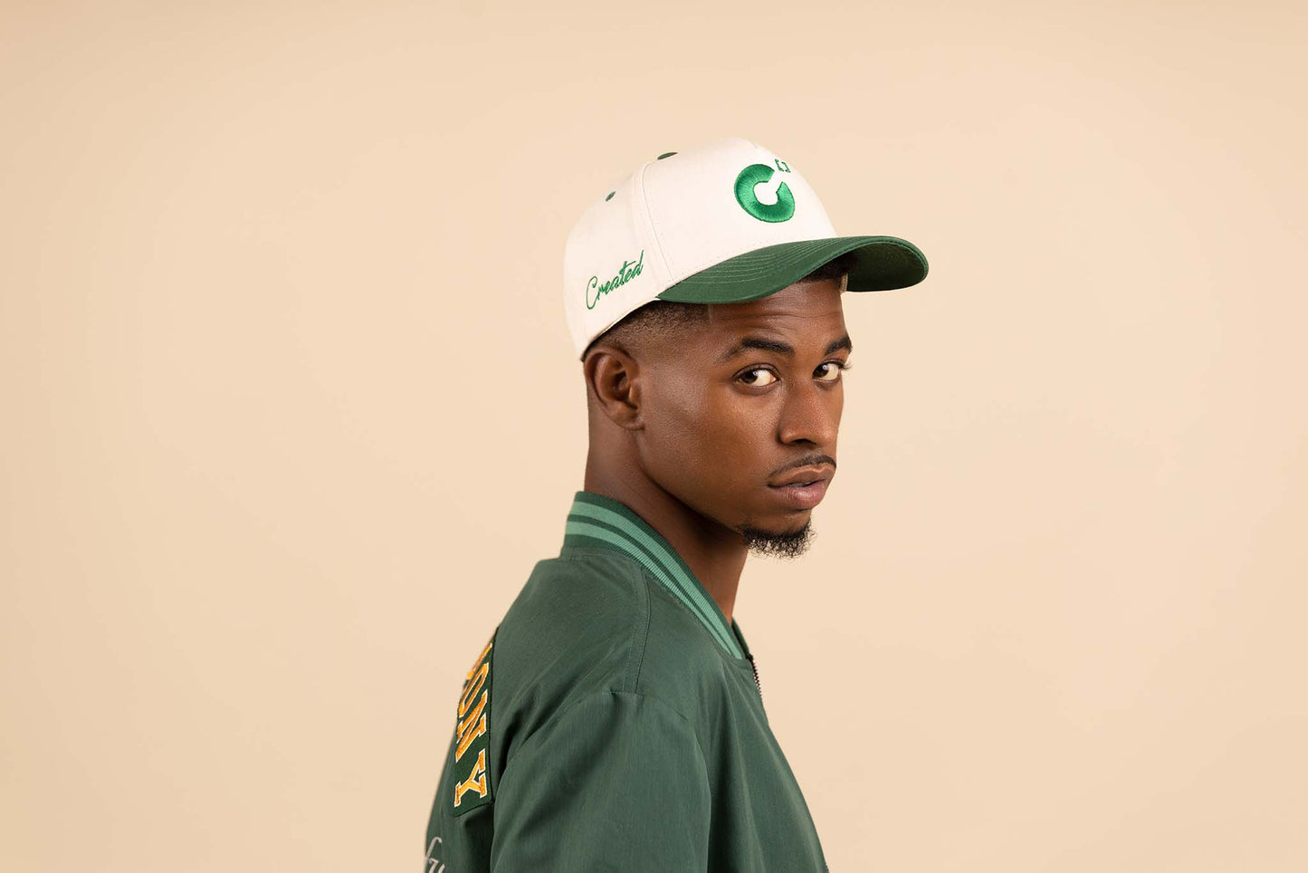 CREATED "C" Off-White/Green Snapback