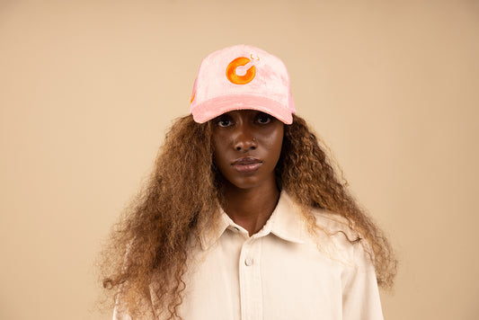 CREATED Pink/Orange Velvet Trucker