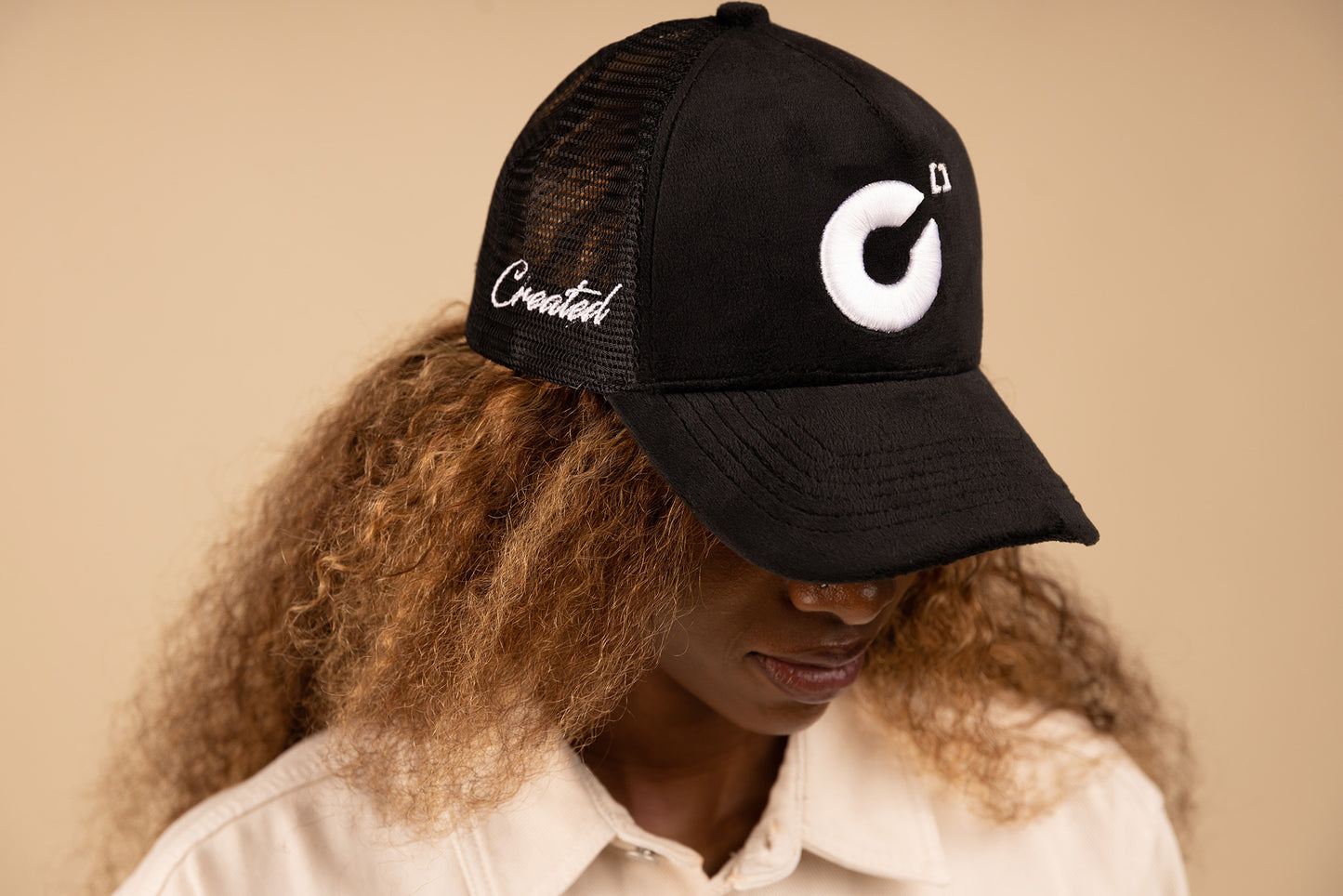 CREATED Black/White Velvet Trucker