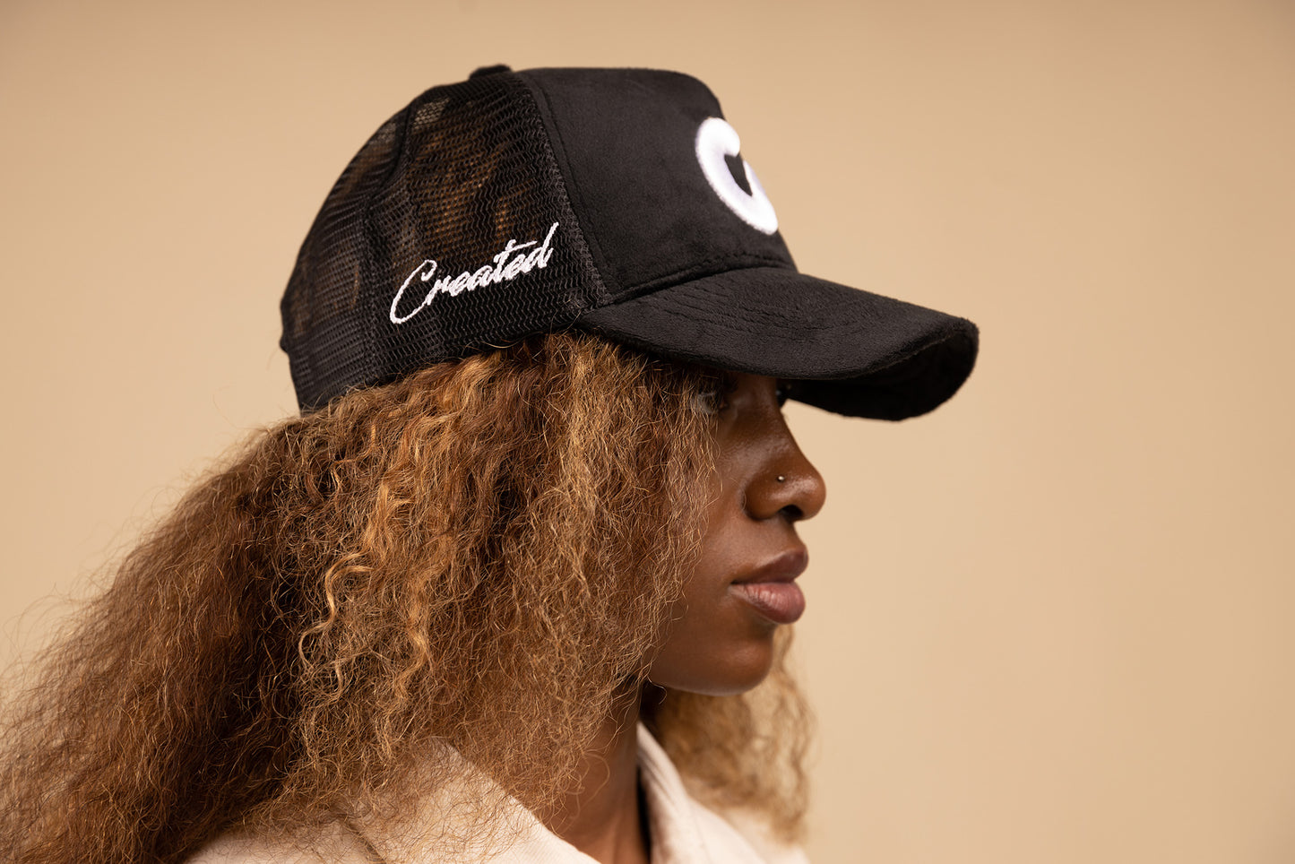 CREATED Black/White Velvet Trucker