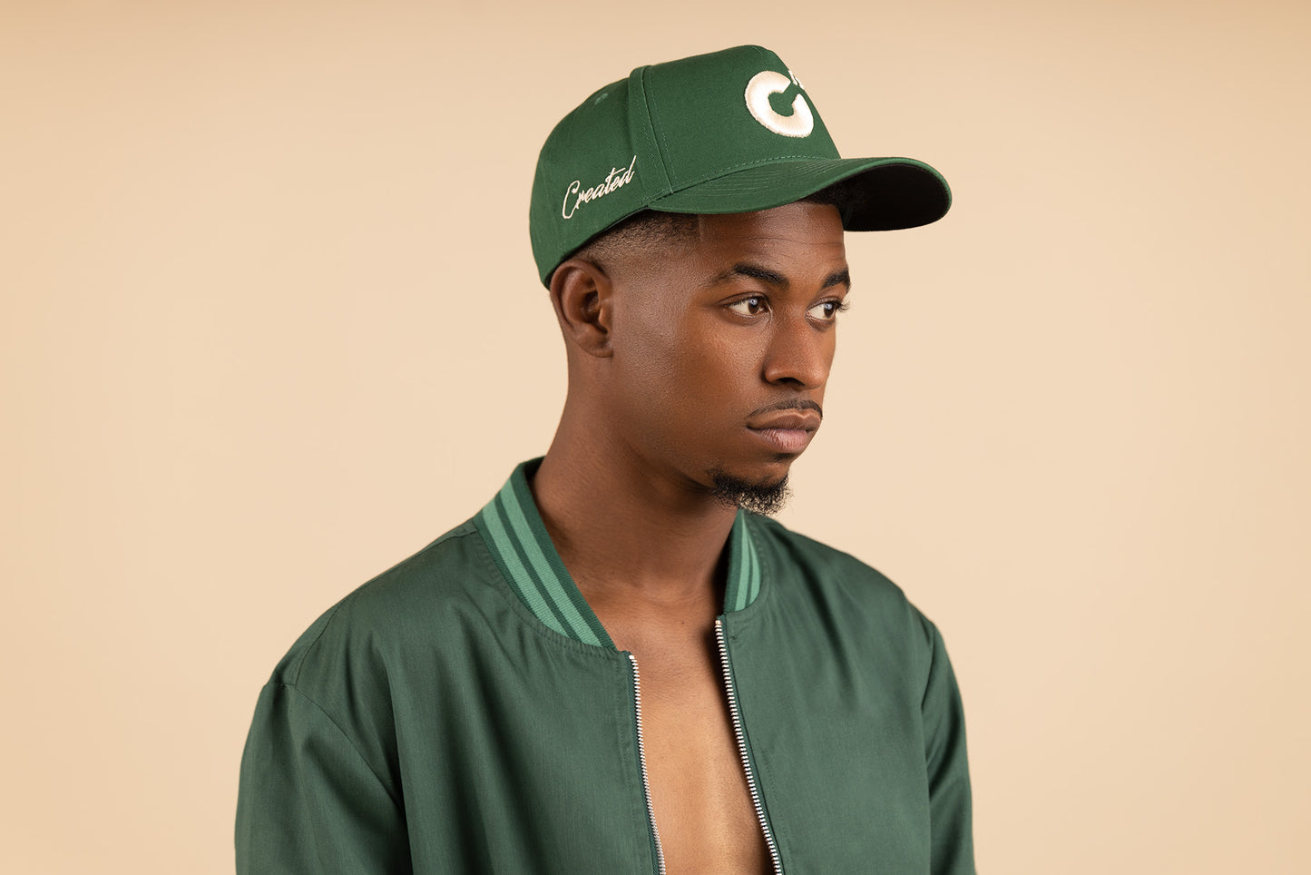 CREATED "C"  Green/Off-White Snapback