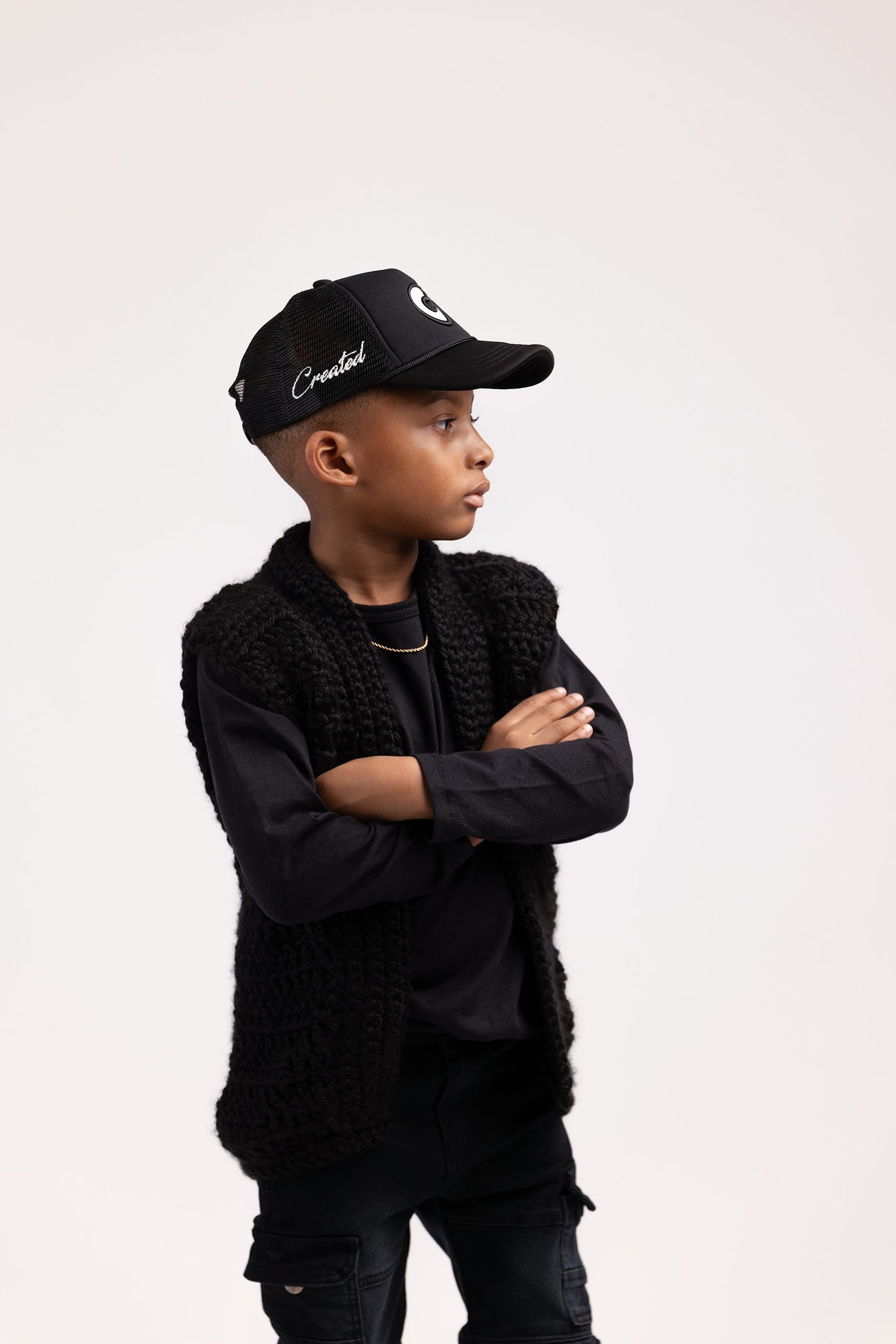 "C"  Black/White Kid Foam Trucker