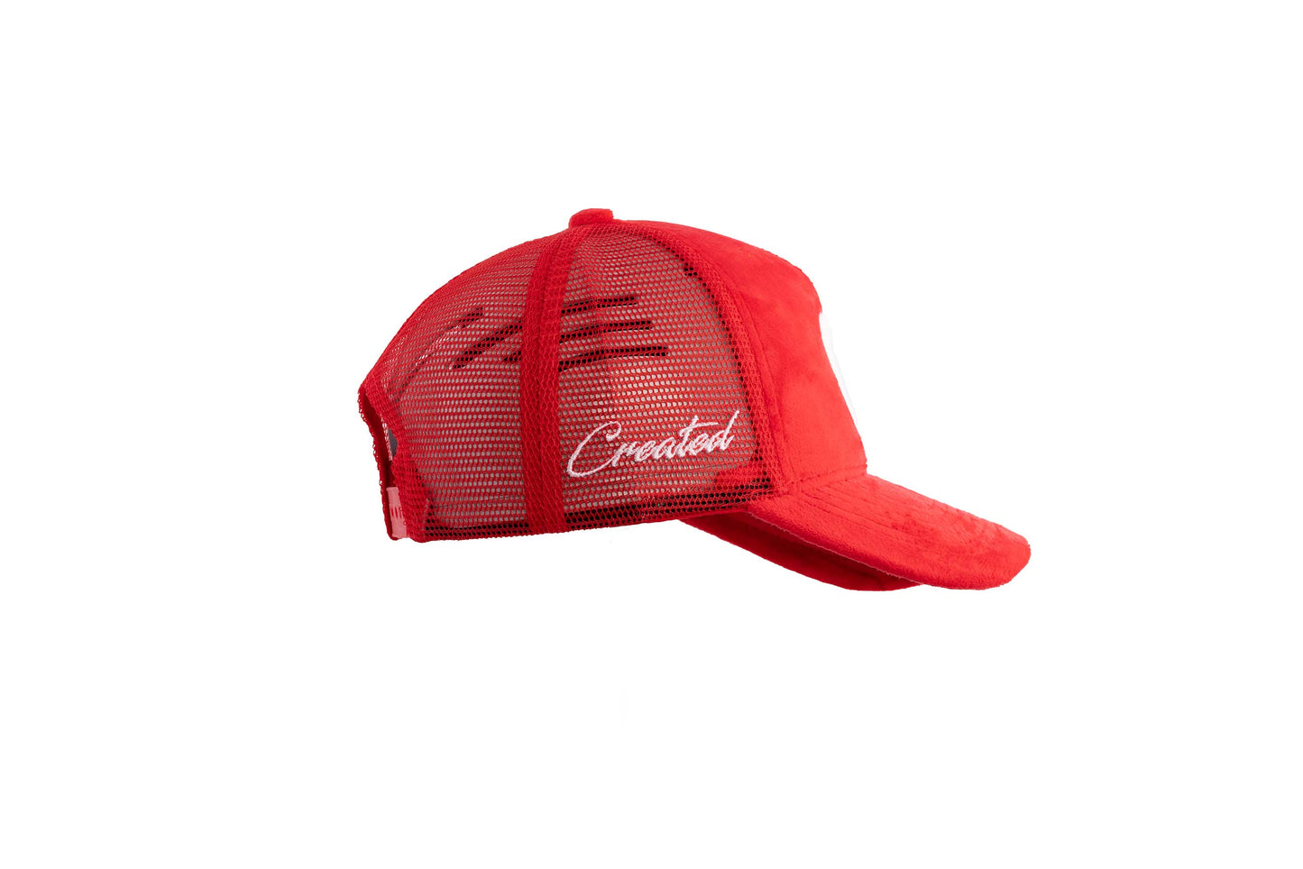 CREATED Red/White Velvet Trucker